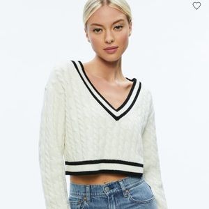Alice and Olivia AYDEN CROPPED V-NECK PULLOVER NWT